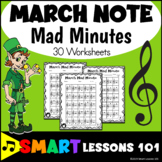 St. Patricks Day Music Worksheets: Mad Minutes Treble Clef