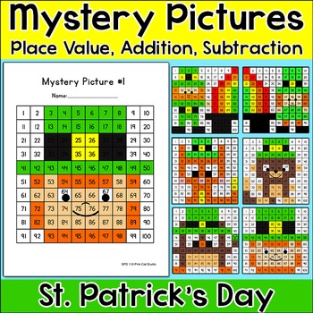 Preview of St. Patrick's Day Math Mystery Pictures - Leprechaun March Activities