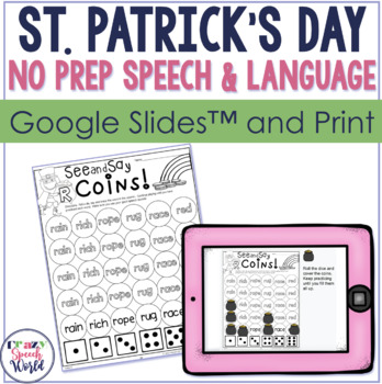 Preview of St. Patrick's Day NO PREP Speech Therapy Activities | Google Slides and Print
