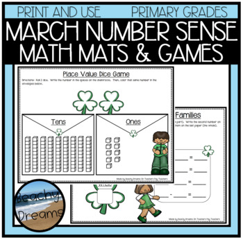 Preview of Number Sense Math Mat Activities and Dice Games For St. Patrick's Day