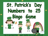 St. Patrick's Day Numbers 1-25 Bingo Game-  Kindergarten