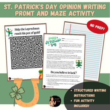 Preview of St Patricks Day Opinion Writing Essay Prompt