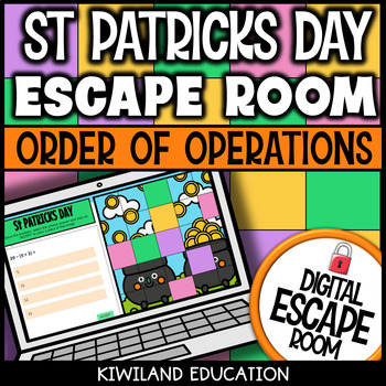 Preview of St Patricks Day Order of Operations with No Exponents Digital Escape Room Game