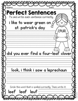 St. Patrick's Day Packet: First to Second Grade by Kim's Creations
