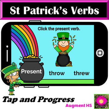 Preview of St. Patricks Day Past and Present Tense Verbs Boom Cards™