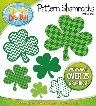 St. Patrick's Day Pattern Shamrocks Clipart {Zip-A-Dee-Doo-Dah Designs}