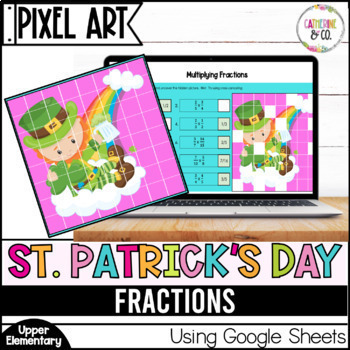 Preview of St Patricks Day Pixel Art Fractions Practice | St. Patrick's Day Math 