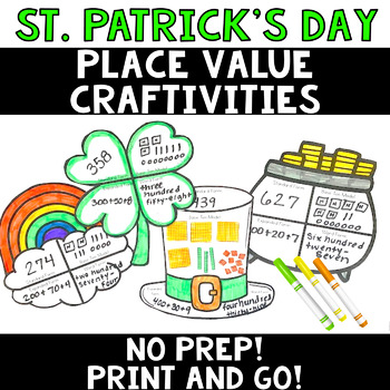 Preview of St Patricks Day Math Crafts | Place Value Skills | NBT3