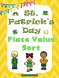 St. Patrick's Day Place Value Sort Math Station activity