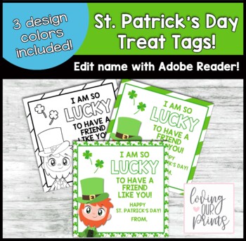 treat bag tag rainbow leprechaun tag Printable St Patrick's Day Gift Tags lucky to have a neighbor great teacher friend is hard to find