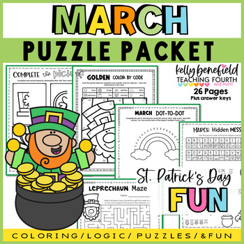 Preview of St. Patricks Day Puzzles Mazes and March Brain Break Activities