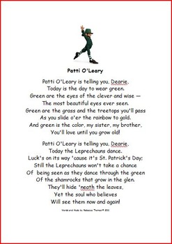 Preview of St. Patrick's Day Reading Center Poem and Student Worksheet Answers