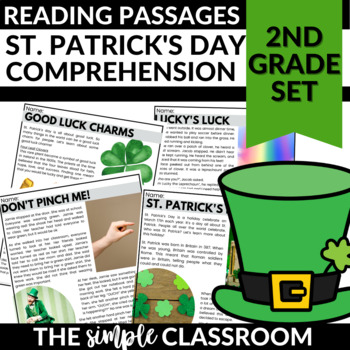 Preview of St Patricks Day Reading Comprehension Passages | 2nd Grade | March Reading
