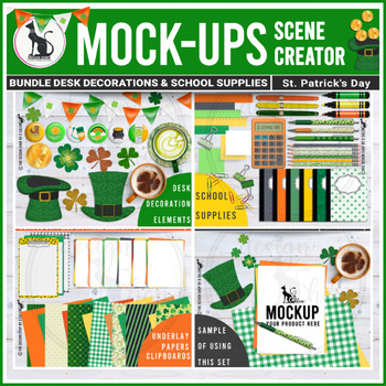 Preview of St Patricks Day Movable Mockup School Supplies Desk Decorations | Mini Bundle 6