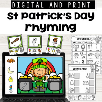 Preview of St Patricks Day Rhyming Print and Digital Google Slides™