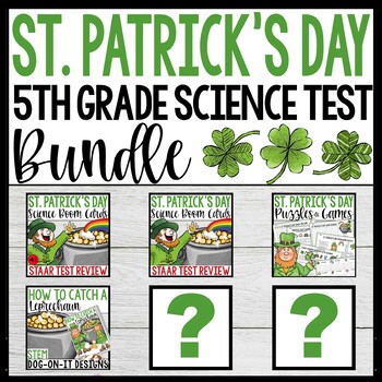 Preview of 5th Grade Science STAAR Test Review | St. Patrick's Day STEM Boom Cards Bundle