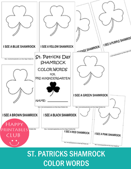 Preview of St. Patricks Day Shamrock Color Words Activity Sheets for Pre-K/ Kindergarten