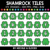 St Patricks Day Shamrock Letter Tiles Clipart + FREE Black