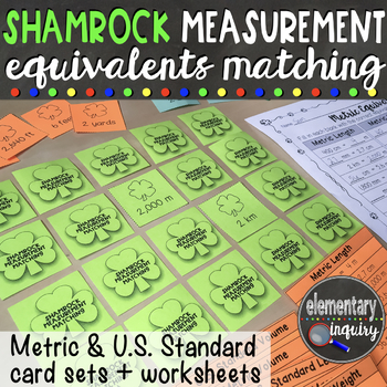 Preview of St. Patrick’s Day Measurement Equivalents Matching Card Game Activity Worksheets