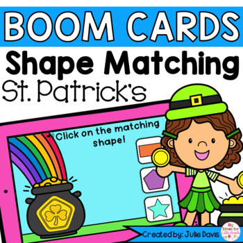 Preview of St Patricks Day Shapes Math Centers | Digital Game Boom Cards