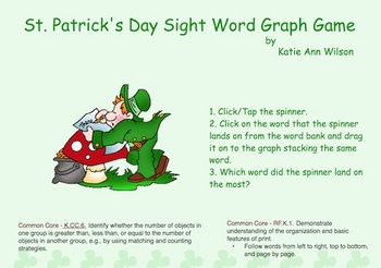 Preview of St. Patrick's Day Sight Word Graph Game