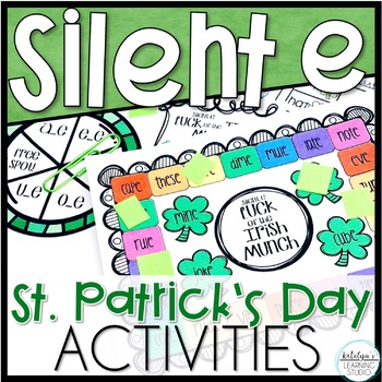 Preview of St Patricks Day Silent e Phonics Games and Worksheets - Reading Activities