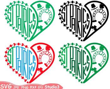 St Patricks Day Silhouette Svg Cutting Files Shamrock Love Heart Saint 69sv