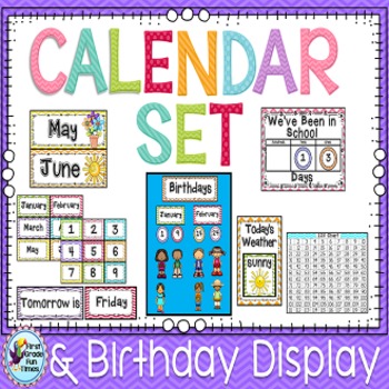 Preview of Classroom Decor Calendar in Chevron Classroom Theme Editable with Birthday Board