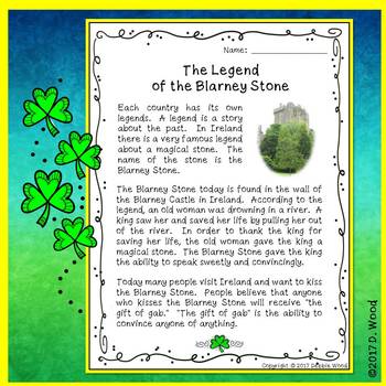 Preview of ESL St. Patrick's Day Reading Comprehension Passage | Blarney Castle