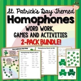 St. Patricks Day Themed Homophones Bundle, Word Work, Game