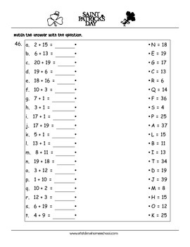 st patrick s day themed math worksheets grade 2 basic operations
