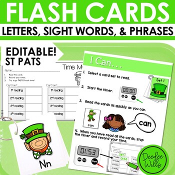 Preview of St. Patrick's Day Sight Word Flash Cards Alphabet Flash Cards Fluency Sentences