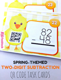 Spring Two-Digit Subtraction QR Code Task Card Fun