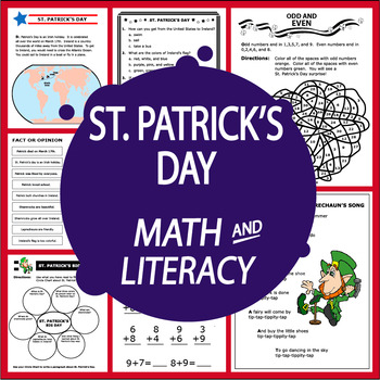 Preview of St. Patrick's Day Math & Literacy – St. Patrick's Activities – National Holidays