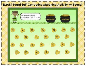 Preview of St. Patrick's Day Uppercase/Lowercase Letters SmartBoard Self-Checking w/ SOUND