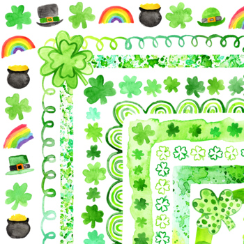 Preview of St. Patricks Day Watercolor Clipart Borders - March Clip Art Frames