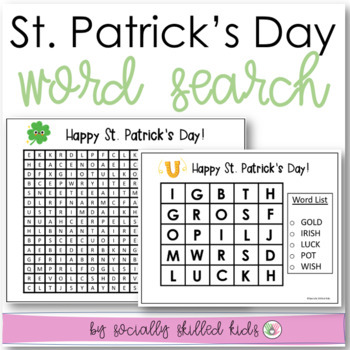Preview of St. Patrick's Day | Differentiated, Themed Word Search | Freebie