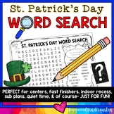 St Patricks Day Word Search Puzzle .  Literacy Centers , S