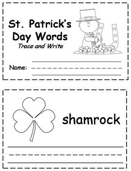 Preview of St. Patrick's Day Words Trace & Write Book