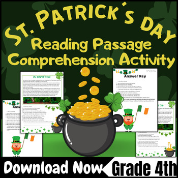 Preview of 2024 St Patricks Day Writing - 4th grade  Reading Passage Comprehension Activity