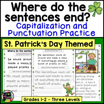 Preview of St Patricks Day Writing Activity | Editing Punctuation and Capitalization