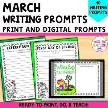 Preview of St. Patricks Day Writing March Writing Prompts Leprechaun Trap March Activities