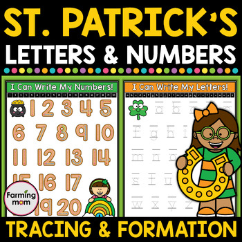 Preview of St Patricks Day Writing Numbers to 20 and Alphabet Letter Tracing Coloring Pages