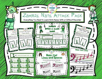 Preview of Zombie Music Note Attack Pack St Patrick's Day Version