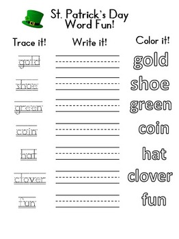 st patricks day activities pre k and kindergarten language arts