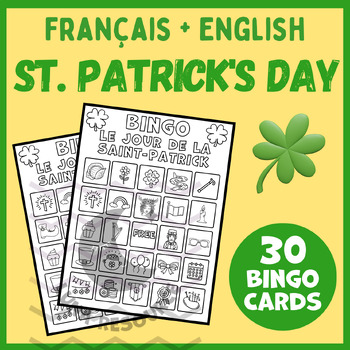 Preview of St Patricks Day bingo game craft FRENCH Saint-Patrick centers activities primary