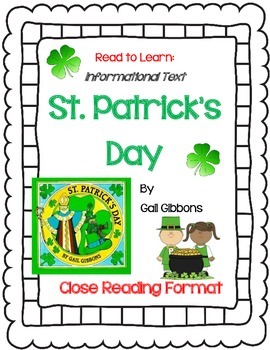 Preview of St. Patrick's Day by Gail Gibbons, Book Journal, Close Reading Format