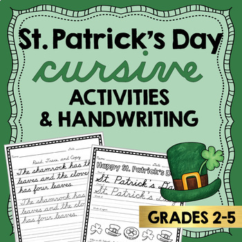Preview of St Patricks Day cursive handwriting practice St Patricks Day writing activities