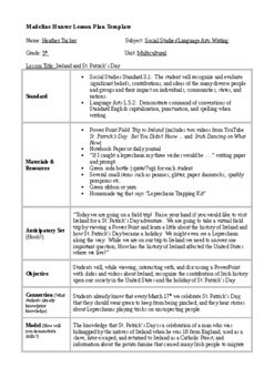 Preview of St Patricks Day lesson plan, activities and crosswords