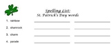 St. Patrick's Day spelling list